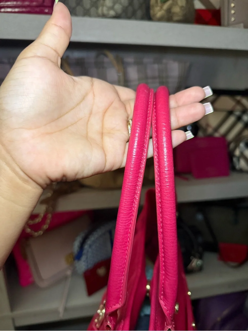 Tory Burch Bright Pink Pebbled Leather Shoulder Bag